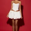 Marnie Bubble Hem Micro Mini Skirt in White