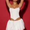 Marnie Bubble Hem Micro Mini Skirt in White