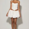 Marnie Bubble Hem Micro Mini Skirt in White