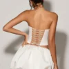 Marnie Bubble Hem Micro Mini Skirt in White