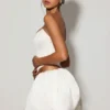 Marnie Bubble Hem Micro Mini Skirt in White