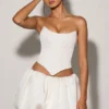 Marnie Bubble Hem Micro Mini Skirt in White