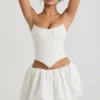 Marnie Bubble Hem Micro Mini Skirt in White