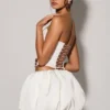 Marnie Bubble Hem Micro Mini Skirt in White