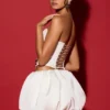 Marnie Bubble Hem Micro Mini Skirt in White