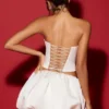 Marnie Bubble Hem Micro Mini Skirt in White