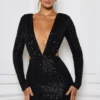 Marva Embellished Cut-Out Mini Dress in Black