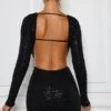 Marva Embellished Cut-Out Mini Dress in Black