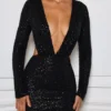 Marva Embellished Cut-Out Mini Dress in Black