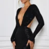 Marva Embellished Cut-Out Mini Dress in Black