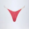 Masia Double-Strap Cheeky Bikini Bottoms in Red Gingham