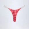 Masia Double-Strap Cheeky Bikini Bottoms in Red Gingham