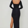 Matilda Ruffle-Trim Cut-Out Maxi Dress in Black