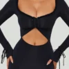 Matilda Ruffle-Trim Cut-Out Maxi Dress in Black