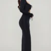 Matilda Ruffle-Trim Cut-Out Maxi Dress in Black