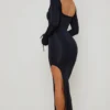 Matilda Ruffle-Trim Cut-Out Maxi Dress in Black