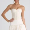 Matiya Bubble Hem Mid-Rise Micro Mini Skirt in Ivory