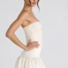 Matiya Bubble Hem Mid-Rise Micro Mini Skirt in Ivory