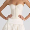 Matiya Bubble Hem Mid-Rise Micro Mini Skirt in Ivory