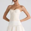 Matiya Bubble Hem Mid-Rise Micro Mini Skirt in Ivory