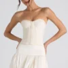 Matiya Bubble Hem Mid-Rise Micro Mini Skirt in Ivory