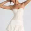 Matiya Bubble Hem Mid-Rise Micro Mini Skirt in Ivory