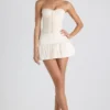 Matiya Bubble Hem Mid-Rise Micro Mini Skirt in Ivory