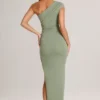 Maude Modal Asymmetric Ruched Maxi Dress  in Sage Green