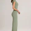 Maude Modal Asymmetric Ruched Maxi Dress  in Sage Green