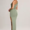 Maude Modal Asymmetric Ruched Maxi Dress  in Sage Green