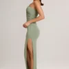Maude Modal Asymmetric Ruched Maxi Dress  in Sage Green