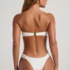 Praslin Bead-Embellished Bandeau Bikini Top in Ivory