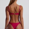 Maui Bead-Embellished Wide-Strap Cheeky Bikini Bottoms in Raspberry Pink