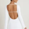 Mavisa Cut-Out Long-Sleeve Mini Dress in White