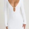Mavisa Cut-Out Long-Sleeve Mini Dress in White