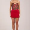 Meg Bandeau Draped Skirt Mini Dress in Rose Leopard Print
