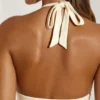 Mei High Split Halter Neck Maxi Dress in Ivory