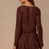 Meilani Long-Sleeve Mini Dress in Espresso Brown