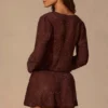 Meilani Long-Sleeve Mini Dress in Espresso Brown