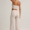 Melida Modal Foldover Wide-Leg Trousers in Pink & Yellow Stripe