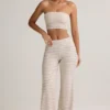 Verna Modal Strapless Crop Top in Pink Yellow Stripe