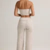 Melida Modal Foldover Wide-Leg Trousers in Pink & Yellow Stripe