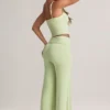 Melida Modal Foldover Wide-Leg Trousers in Sage Green