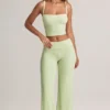 Melida Modal Foldover Wide-Leg Trousers in Sage Green