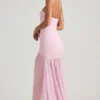 Melina Asymmetric Strapless Fishtail Maxi Dress in Soft Pink