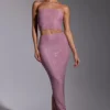 Melisande Embellished Mid Rise Gown Skirt in Light Pink
