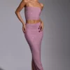 Melisande Embellished Mid Rise Gown Skirt in Light Pink