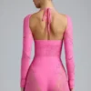 Melody Embellished Cut-Out Unitard in Bubblegum Pink
