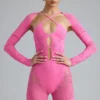 Melody Embellished Cut-Out Unitard in Bubblegum Pink