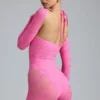 Melody Embellished Cut-Out Unitard in Bubblegum Pink